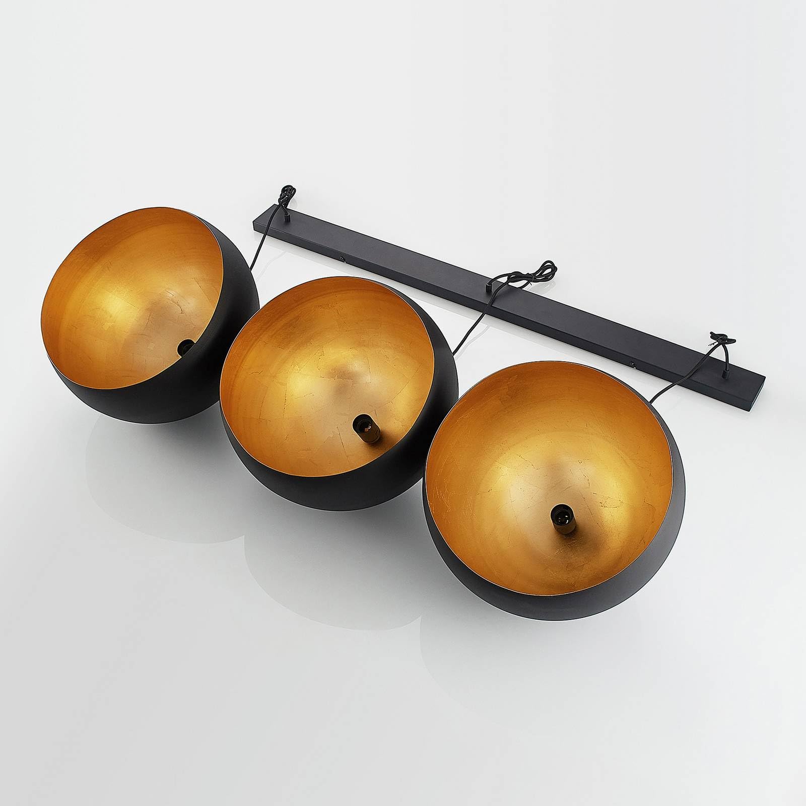 Lindby Esstisch Pendelleuchte schwarz gold Metall, Hängeleuchte Esszimmer 3x E27 ohne Leuchtmittel Hängelampe Wohnzimmer Pendellampe Esszimmerlampe
