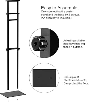KOOV Poster Stand for Display, Pedestal Sign Stand, Double Sided Banner Stand with Non-Slip Base, Metal Heavy Duty Poster Board Stand, Standing Sign Holder for Board Foam Display (75 Inches)