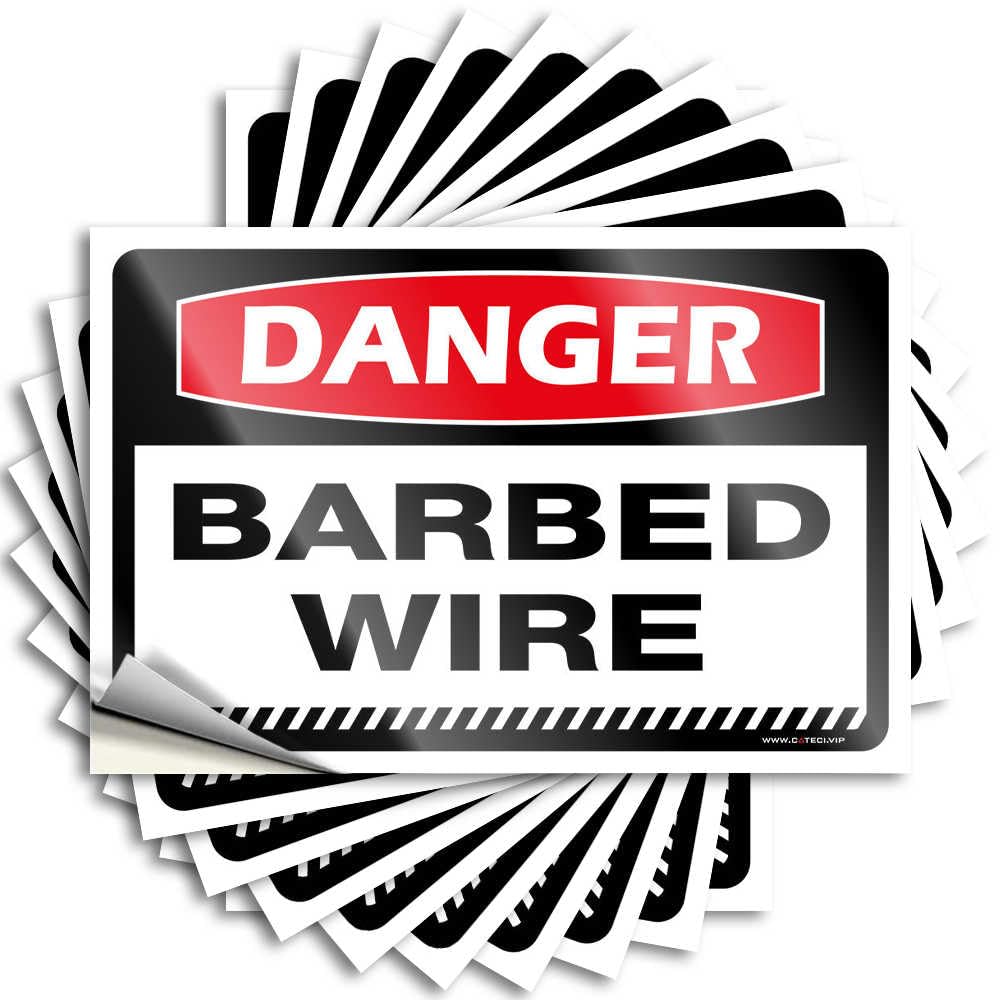 Sticker House Stuff Hunting Winter Wall Danger Barbed Wire - Scratch Resistant Stickers(8X12CM)