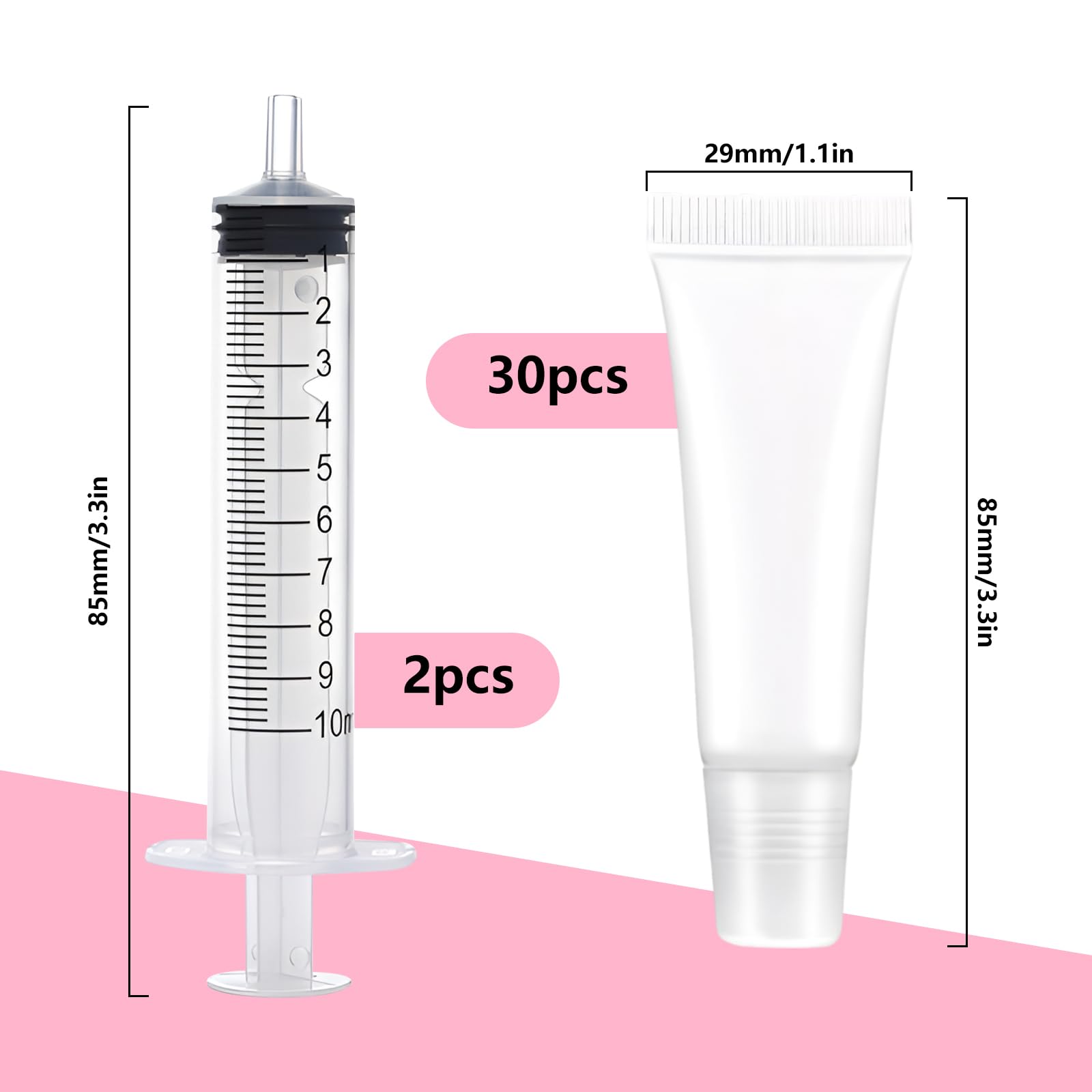 32 sztuki pustych tubek na balsam do ust, 10 ml, pusta tubka, do wielokrotnego napełniania, przezroczysta tubka balsam do ust, balsam do ust do szamponu, balsamu do błyszczyków