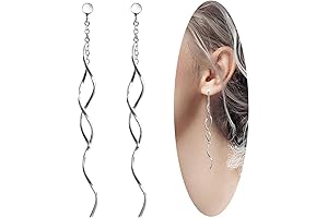 Sterling Silver Big Long Fine Twisted Hanging Earrings for Women