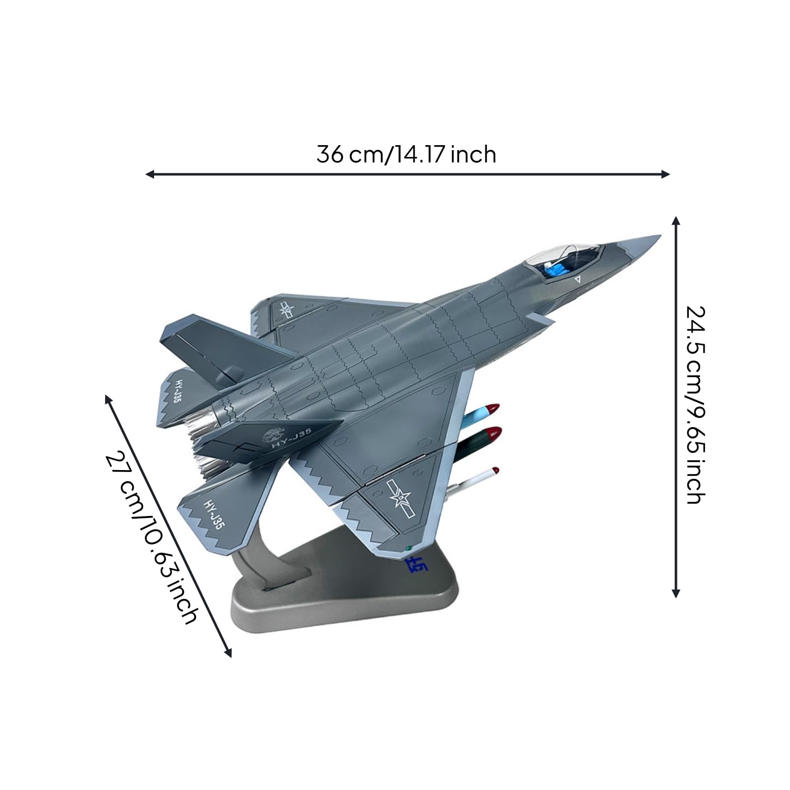 Harilla Aereo Modello da Caccia Maquette Velivolo Miniatura in Lega E Plastica Accessori Staccabili Sotto Tettuccio Cristallino Presentazione Dinamica su