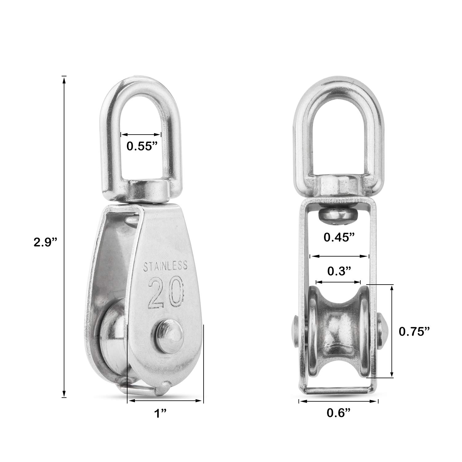 Rope Rollers 304 M20 Single Stainless Steel Pulleys Marine Pulley ...