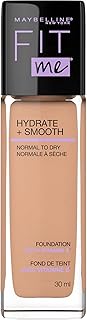 Maybelline New York Fit Me Hydrate + Smooth Foundation, Natural Luminous Finish, Moisturizing Medium Coverage, for Normal ...