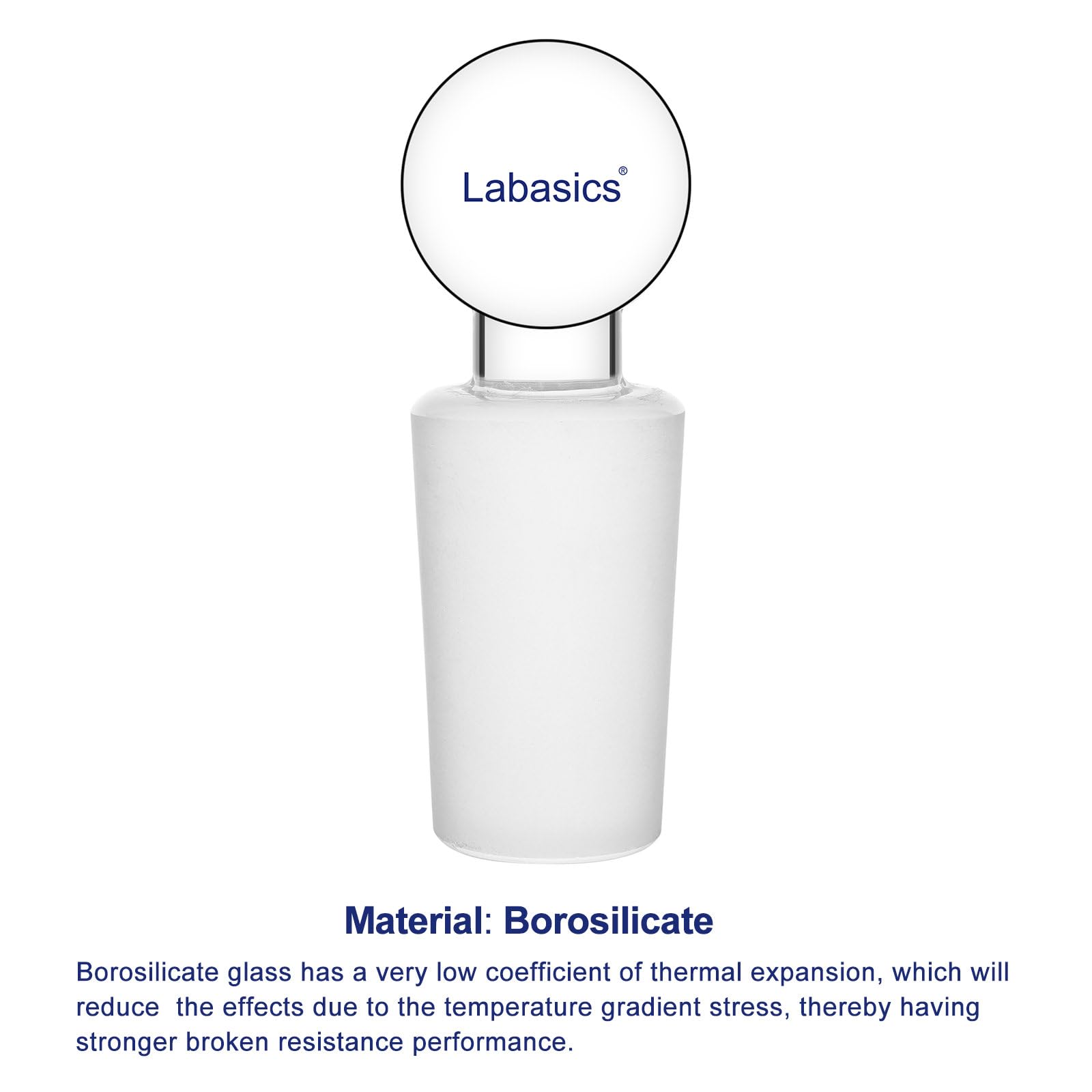 Labasics Massive Glasstopfen, Borosilikatglas-Stopfen, Luftdichter Verschluss für Laborflaschen, Scheidetrichter und Glasgeräte, 5er-Pack, 24/40 Außenschliff