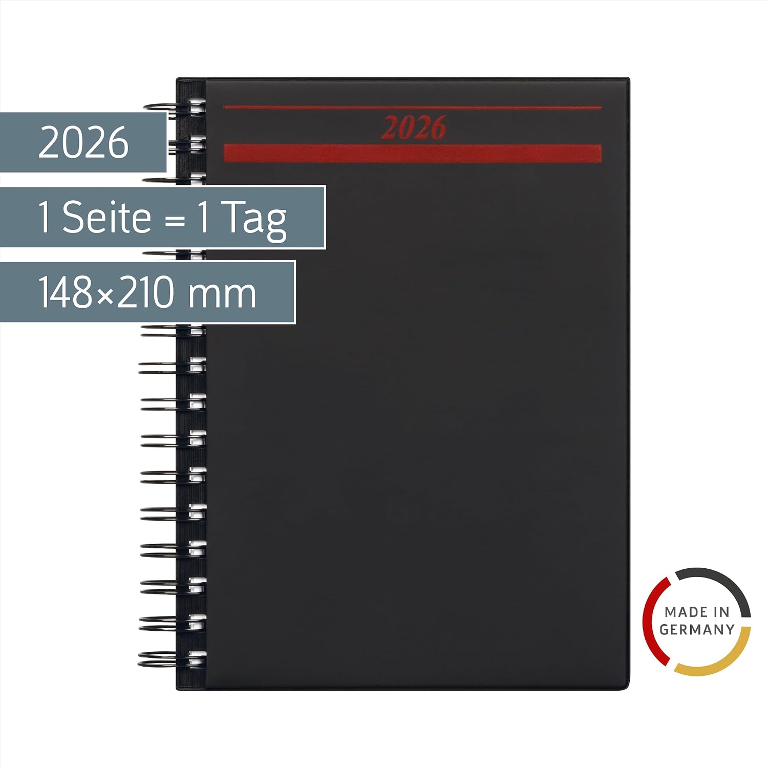 rido/idé Timing Book Calendar 1 '26 | A5, Plastic, Black