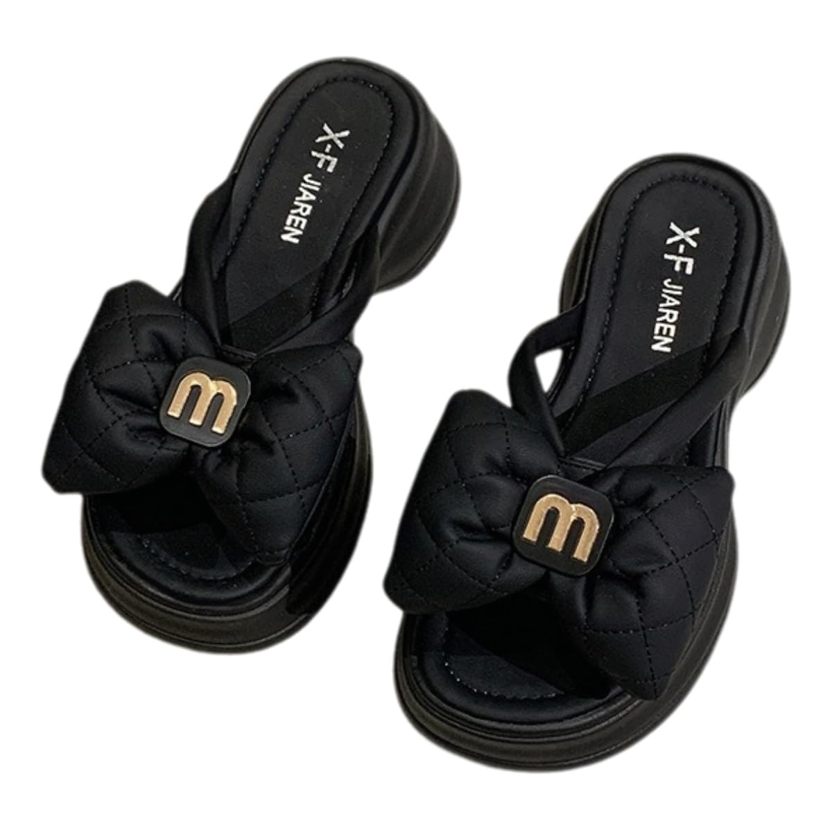 Sandali Donna Pantofole da alla Moda, Comode Piattaforma con Tacchi Alti Casual Florali Spiaggia All'aperto-nero-36