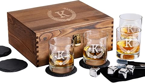 Customized Whiskey Gift Set for Men - Personalized Scotch Glasses with Box