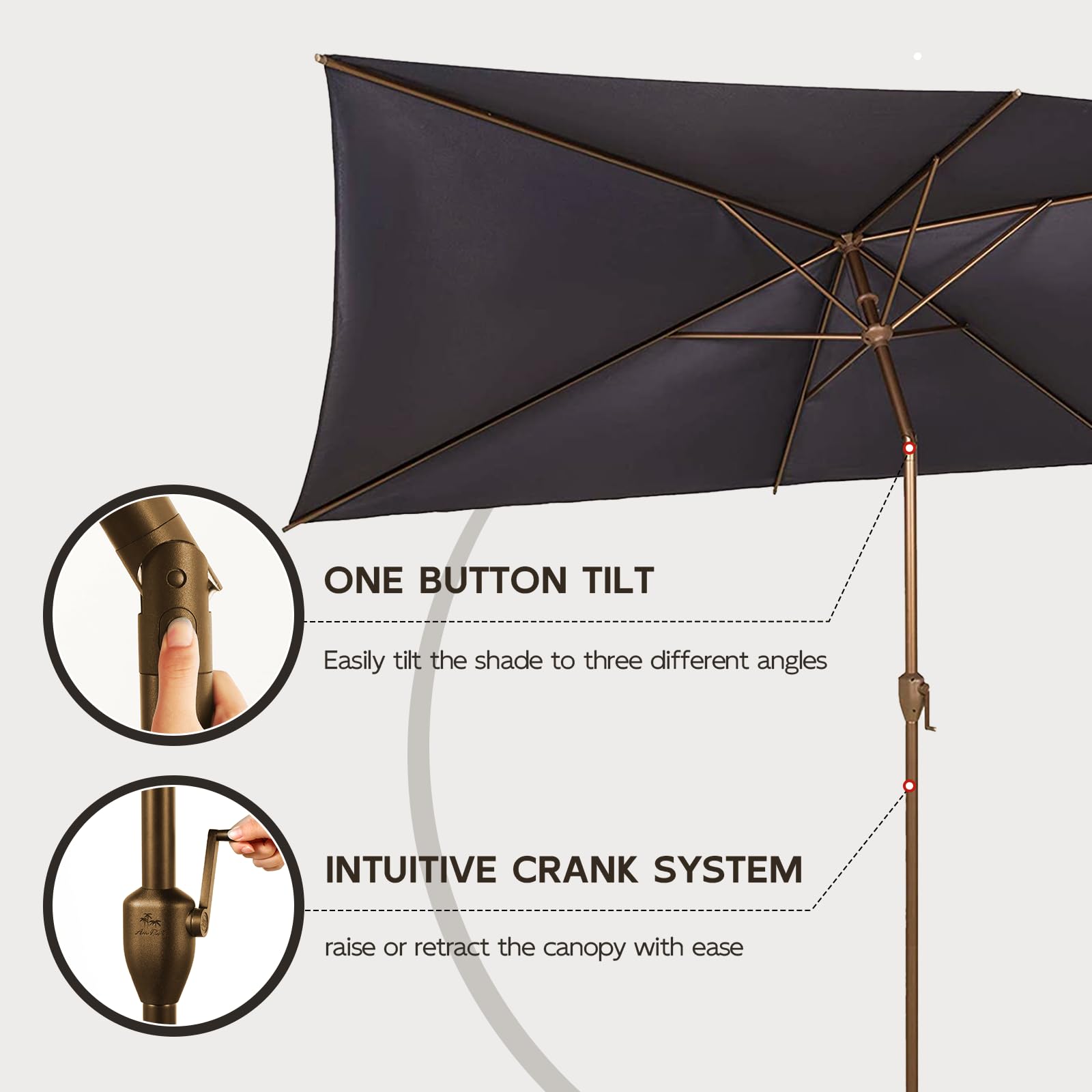 abba patio umbrella button 6.5FT x 10FT Rectangular Outdoor Patio Umbrella, Outdoor Table with Crank Market Umbrella 6 Sturdy Ribs UV Protection Waterproof and Push Tilt for Garden Deck Backyard Pool,Dark Color:Biwako Wakasagi Chicken Little Wearing Miami AGV K-1S Bang Helmet The umbrella also features