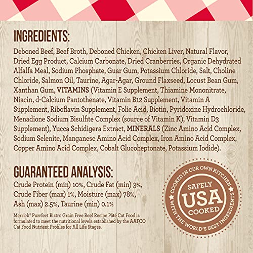 Merrick Purrfect Bistro Grain Free, 3 Oz, Beef Pate - Pack Of 24 #TOP4