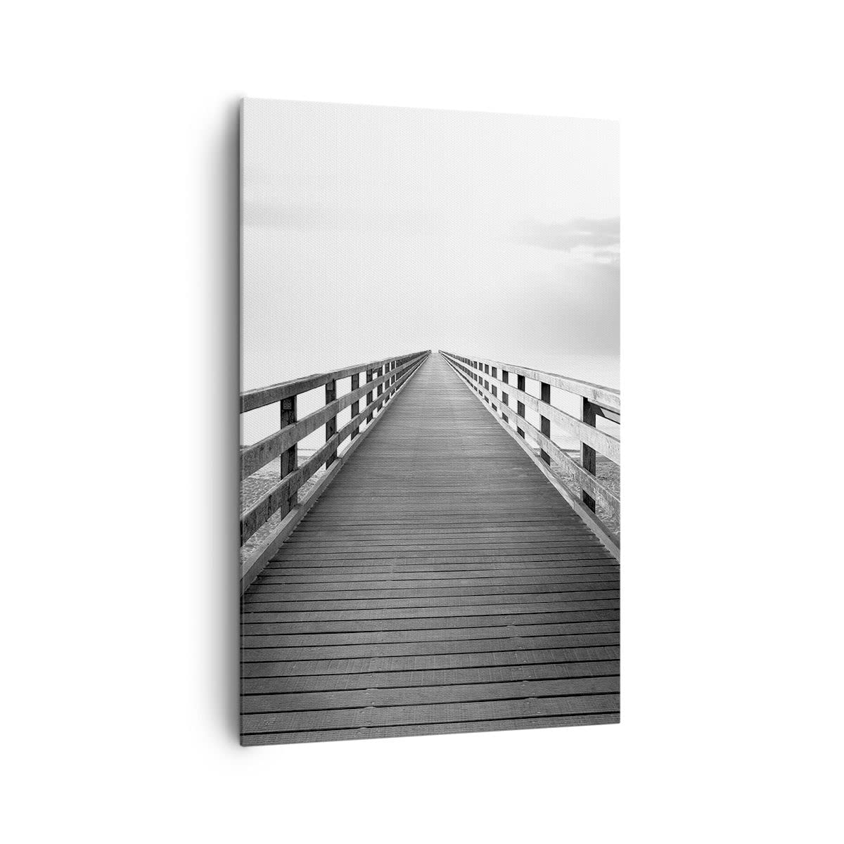 Cuadros Decoracion Salon Muelle Perspectiva Blanco Y Negro Lienzos decorativos 80x120cm Cuadro Sobre Lienzo Moderno Vertical Dormitorio Cuadros Pared Imágenes Wall Art Prints Grande PA80x120-4424