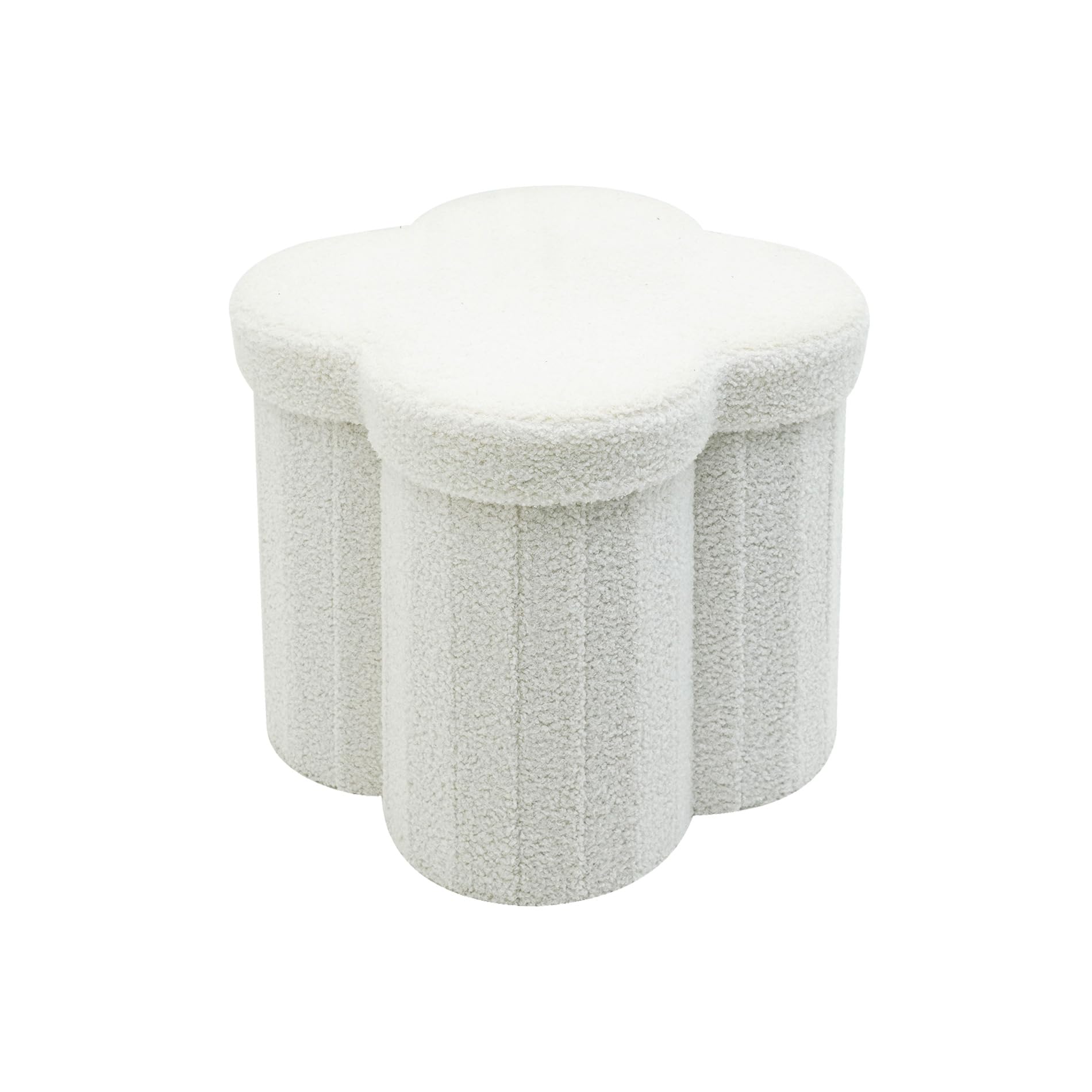Rebecca Mobili Pouf pour Chambre d'enfant, Pouf de Rangement, Blanc, Tissu Polyester MDF, en Forme de Nuage, avec Couvercle, Pliable - Dimensions HxLxP: 40 x 40 x 40 cm - Art. RE7063