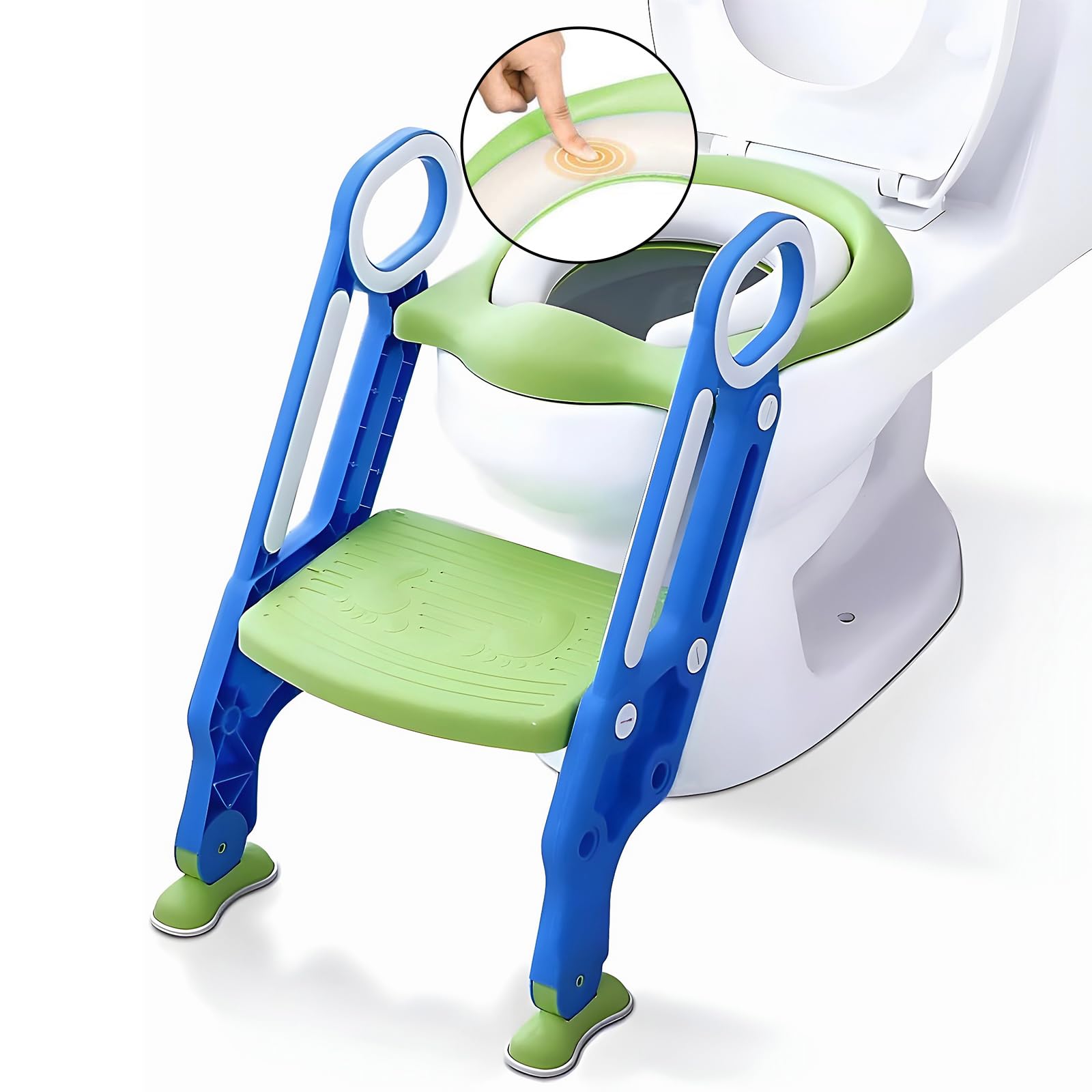 The First Years Potty Training System | Soft Cushion Kid's Potty Toilet Trainning Seat with Step Ladder,1-7 years old (Blue)