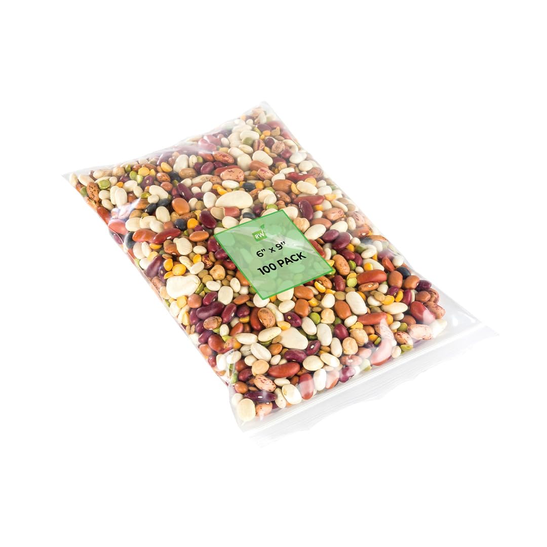 Restaurantware Bag Tek 9.5 x 6 Inch Resealable Zip Bags 100 High Clarity Zip Bags - For Snacks Nuts Seeds Candy Treats & More Clear Plastic Zipper Storage Bags