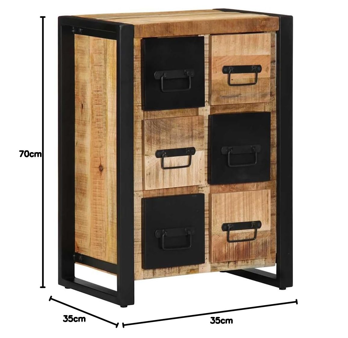 Buffet 50x35x70 cm bois de manguier brut massif