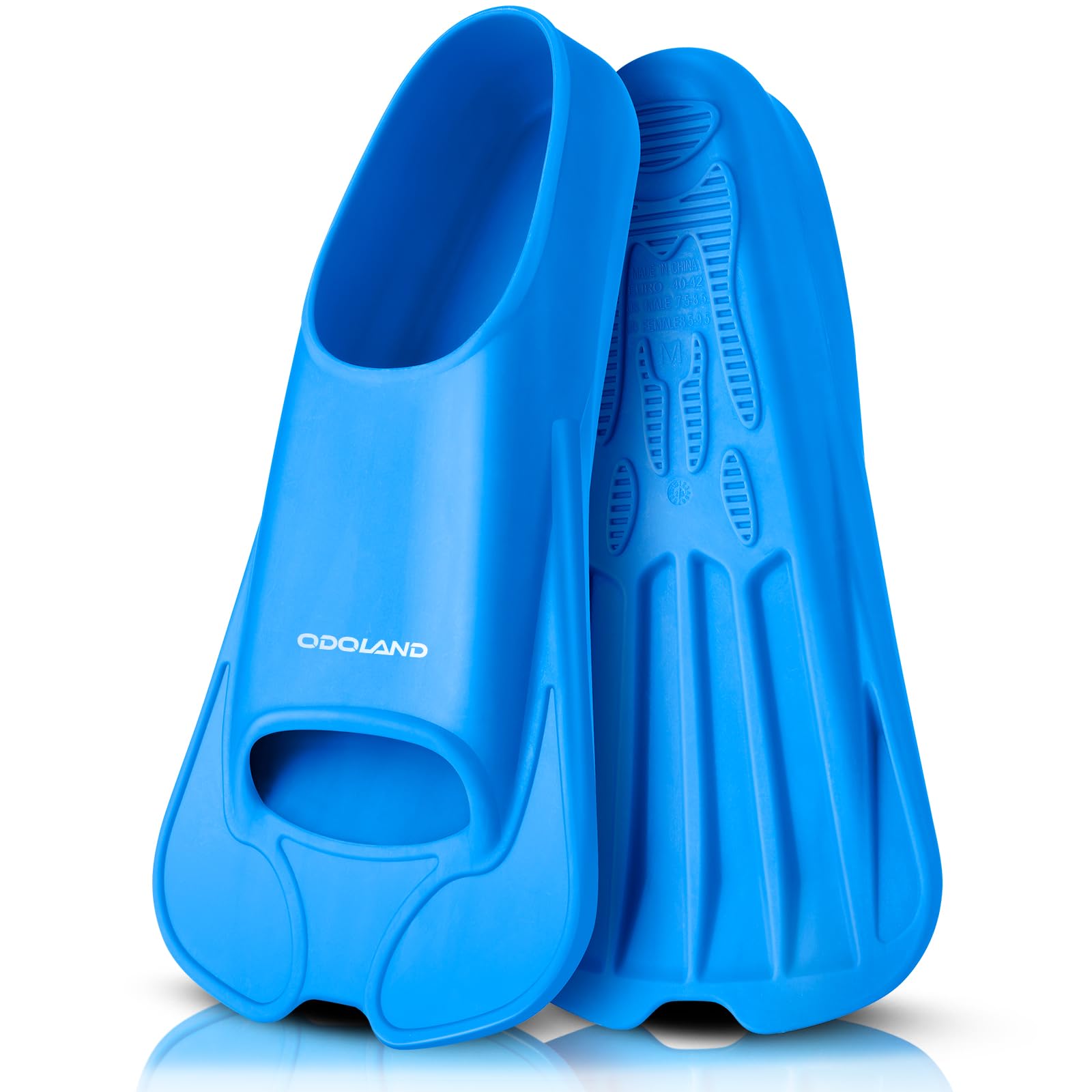 Odoland Premium Swim Fins, Light Weight Snorkel Training Fins Adjustable Feet Fins for Swimming Snorkeling Diving, Silicone Smooth Swimming Flippers for Men and Women Blue XL