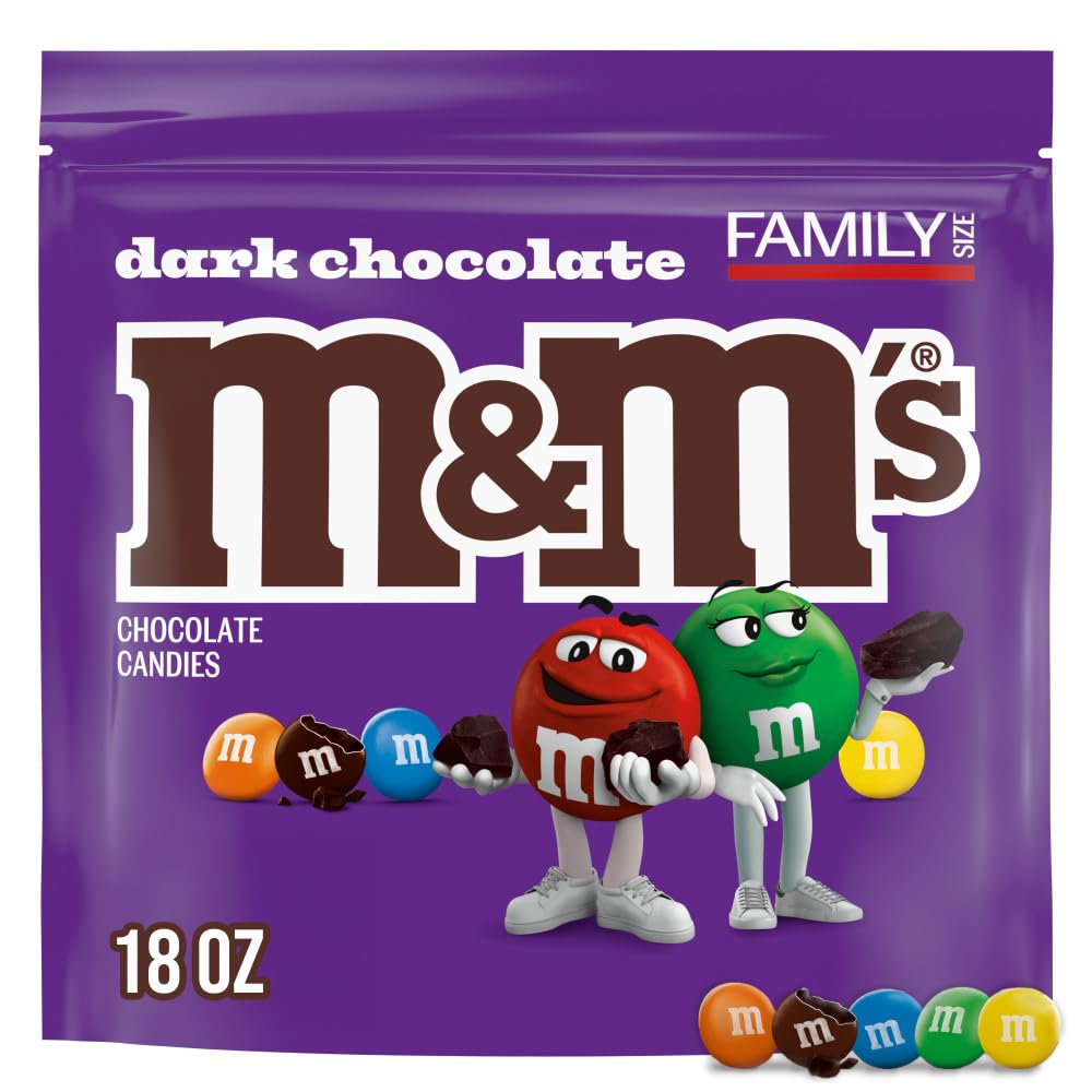 Dark Chocolate Candy, Family Size Bulk Candy Chocolate, 18 oz Resealable Bulk Dark Bag