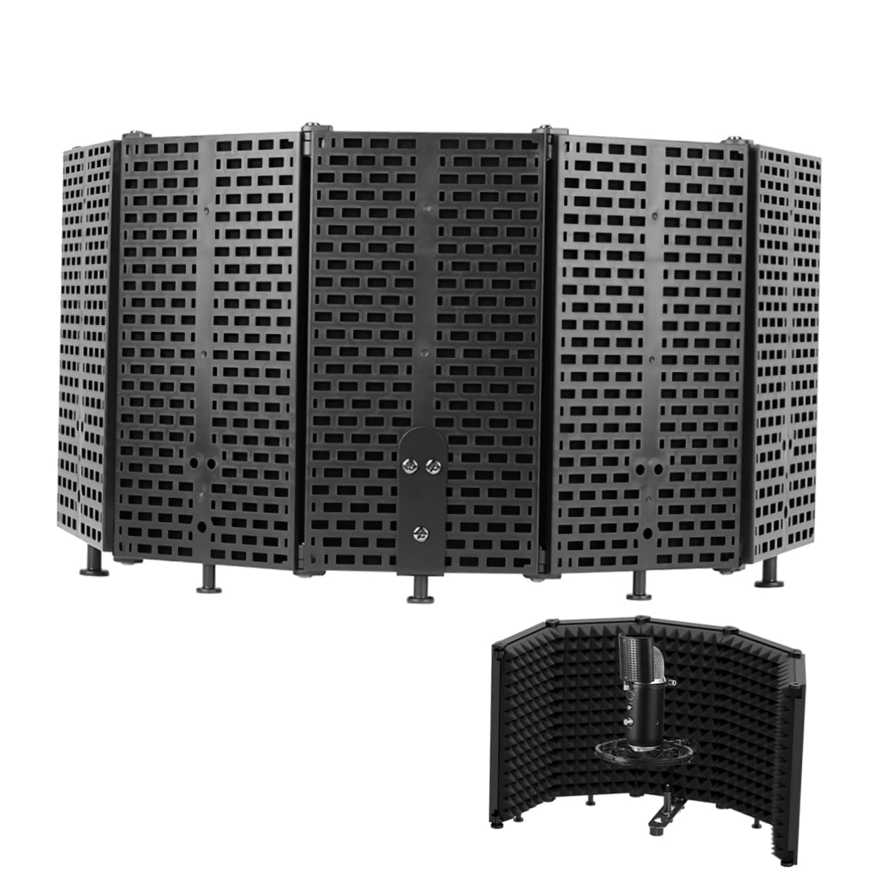 DOITOOL Protector de Aislamiento para Micrófono Plegable para Grabaciones Estudio o Uso de Escritorio Incluye Adaptador
