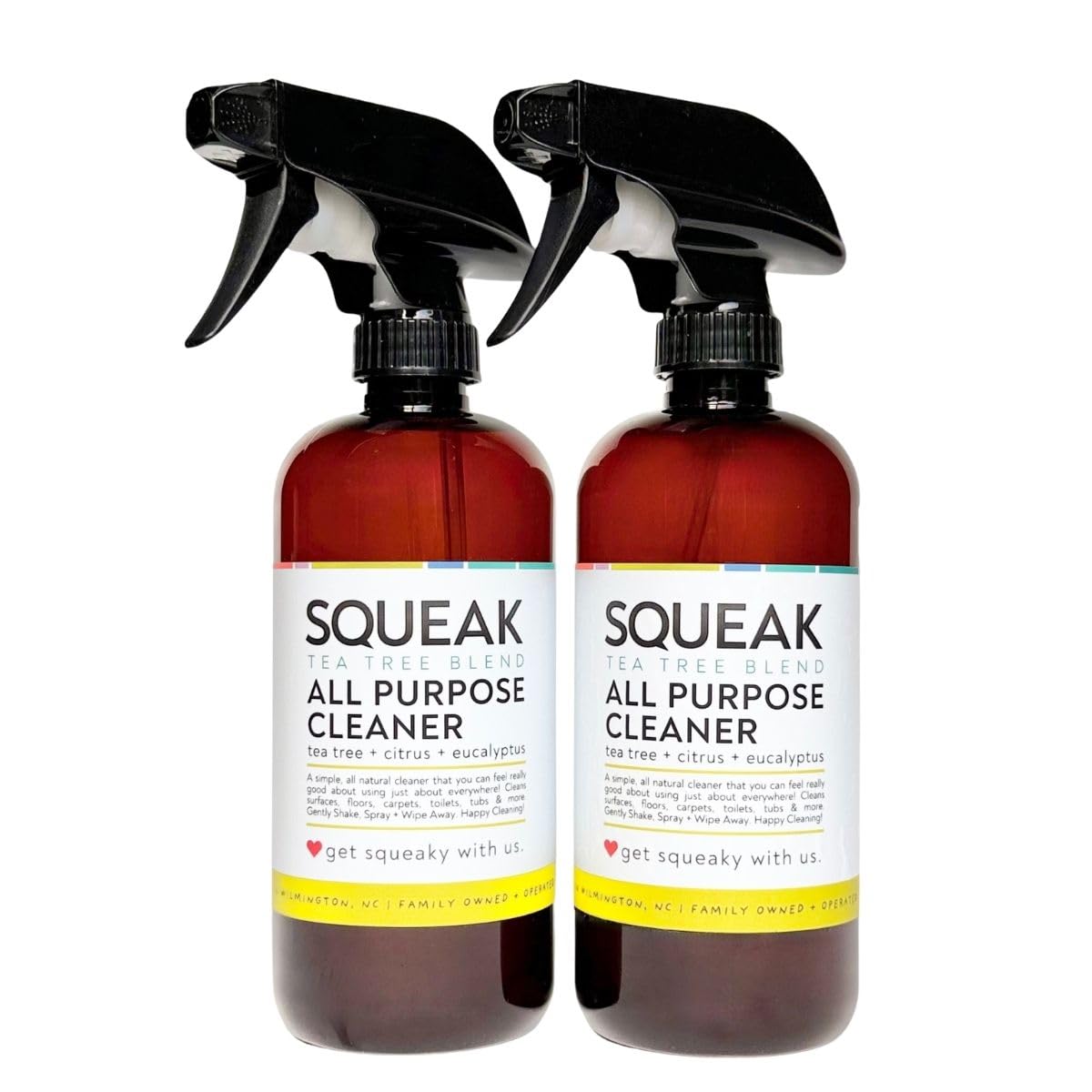 SQUEAK All Purpose Cleaner Spray (2 Pack, 16 oz) – Organic Tea Tree, Citrus & Eucalyptus Essential Oil Blend | Natural Multi Surface Cleaning Spray for Kitchen, Bathroom, Glass & Home