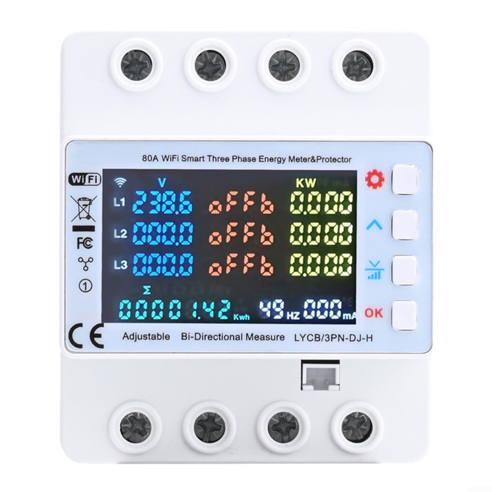 per tuya WiFi trifase Meter 80A con schermo LCD