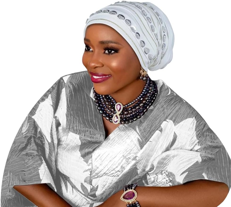 Womens Fashion African Turban Cap Lady Head Wraps Nigeria Wedding Auto Party Headgear