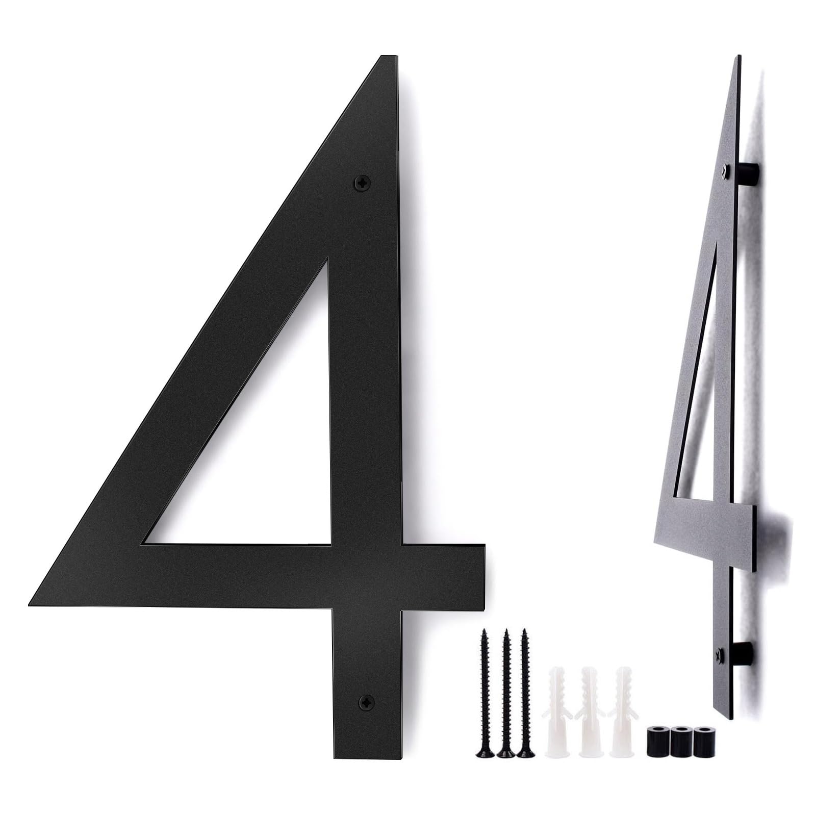 16 Inch Metal House Number, Metal Letters, Address Numbers for Outside, Mailbox Numbers For Outside, Black Modern Numbers and Letters(4)