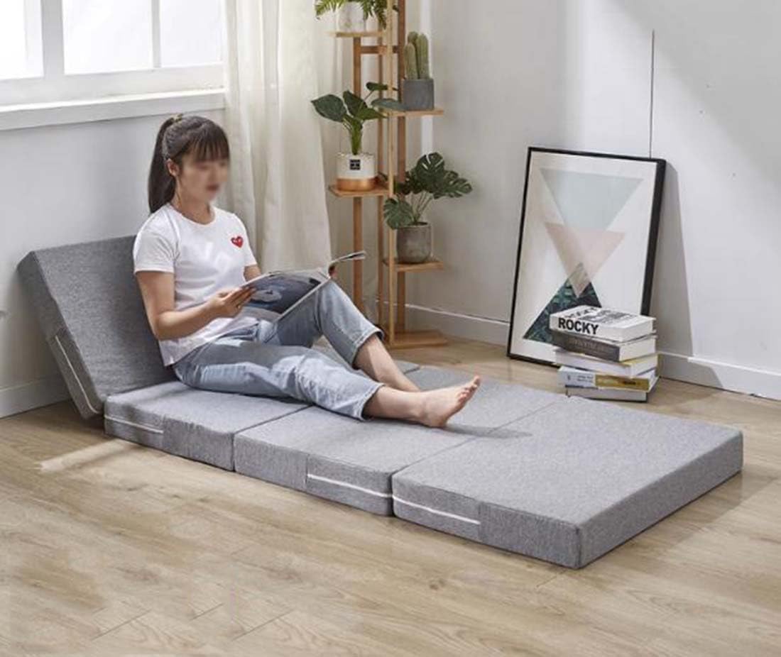 Matelas Futon De Sol Pliable 120x200 Cm - Doux, Confortable, Pour Invités, Camping, Voyage - Rembourrage Polyester - Gris - 8