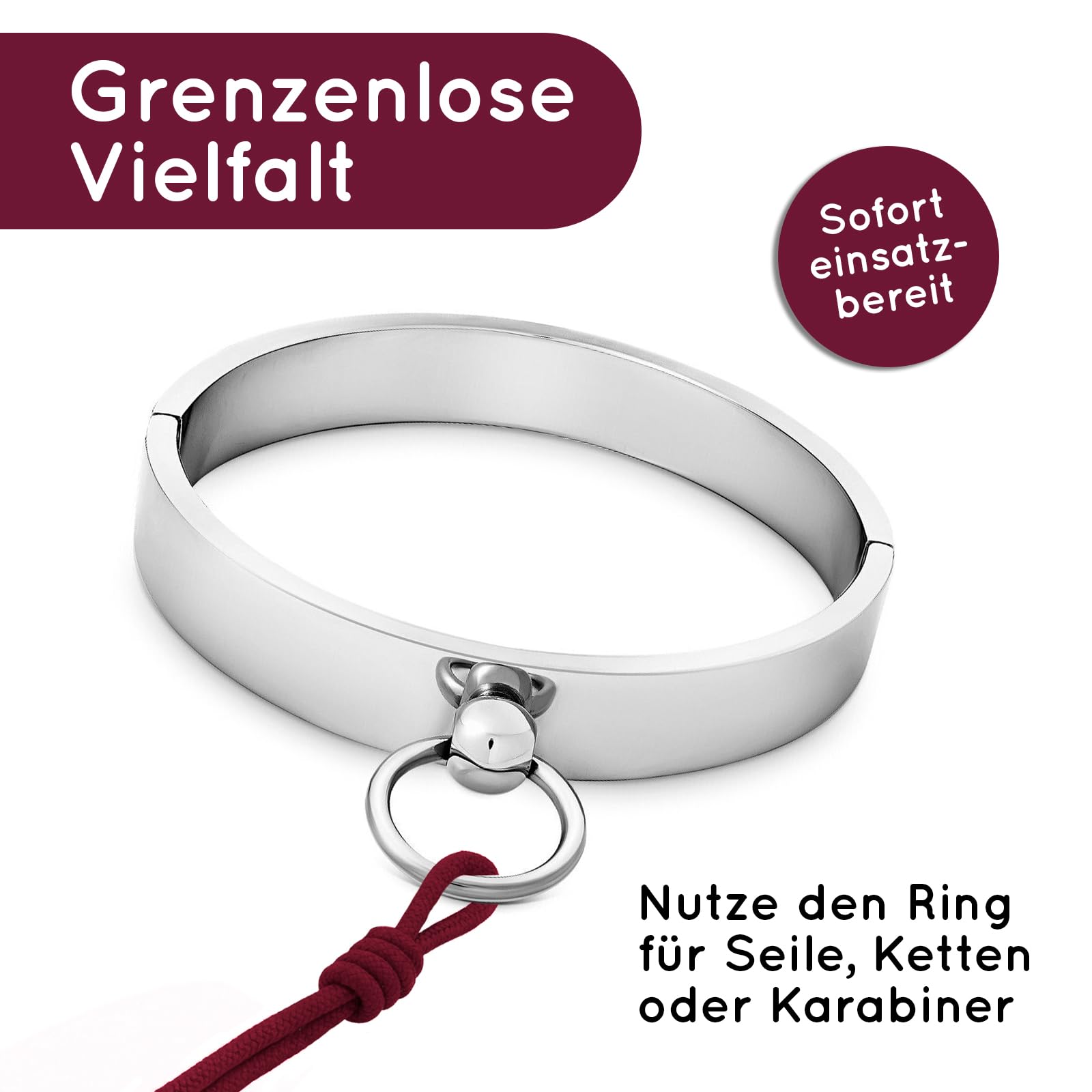 Collier ras de cou en acier inoxydable BDSM SM avec joint torique HB01 diamètre intérieur 160 mm