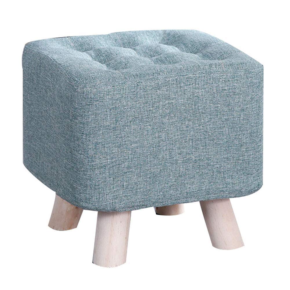 Tabouret repose-pieds carré 29x29cm rembourré avec pieds en bois