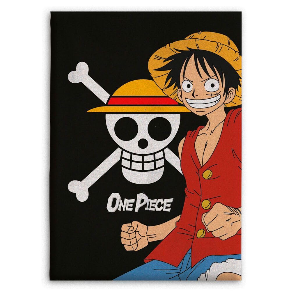 Manta Coralina One Piece, Diseño Monkey D. Luffy, 110 x 150 cm, Negro, Regalos Anime