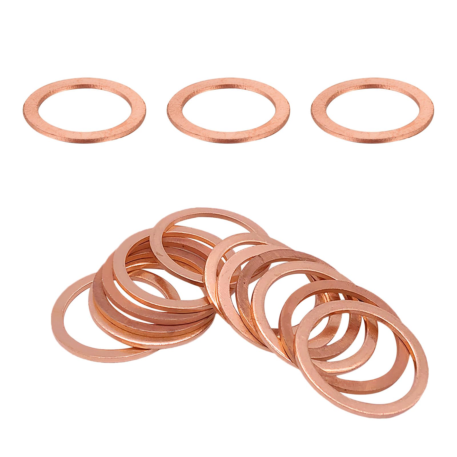 15 PCS Copper Oil Drain Plug Gasket, 14mm Flat Washer, Compatible with OEM PN 007603-014106, Car Accessories