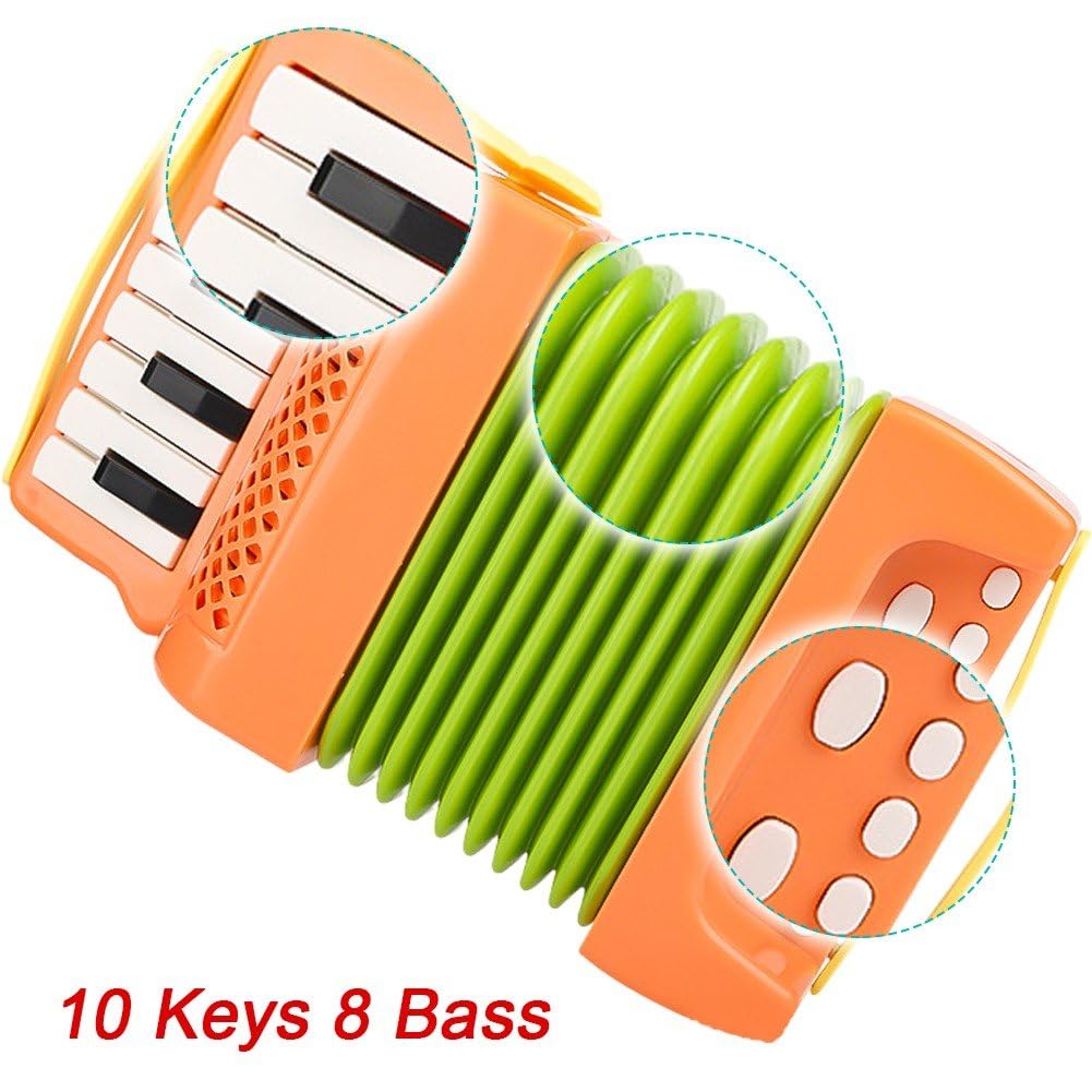 Acordeón De Botones para Niños 8 Acordeón Bajo Pequeño Acordeón De Juguete Instrumento Musical Educativo para Principiantes Niños En Edad Preescolar