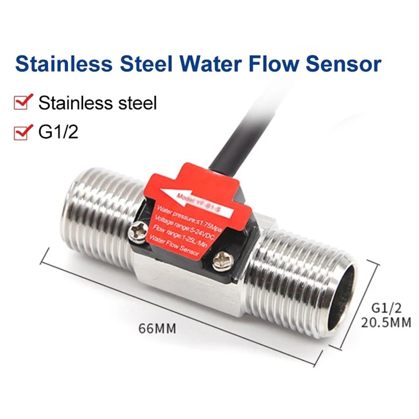 Sensor de Flujo de Agua de Acero Inoxidable 304, detección de Flujo de Agua Dn40 Dn50, caudalímetro de turbina de 1,5 Pulgadas G2(66mm G1-2)