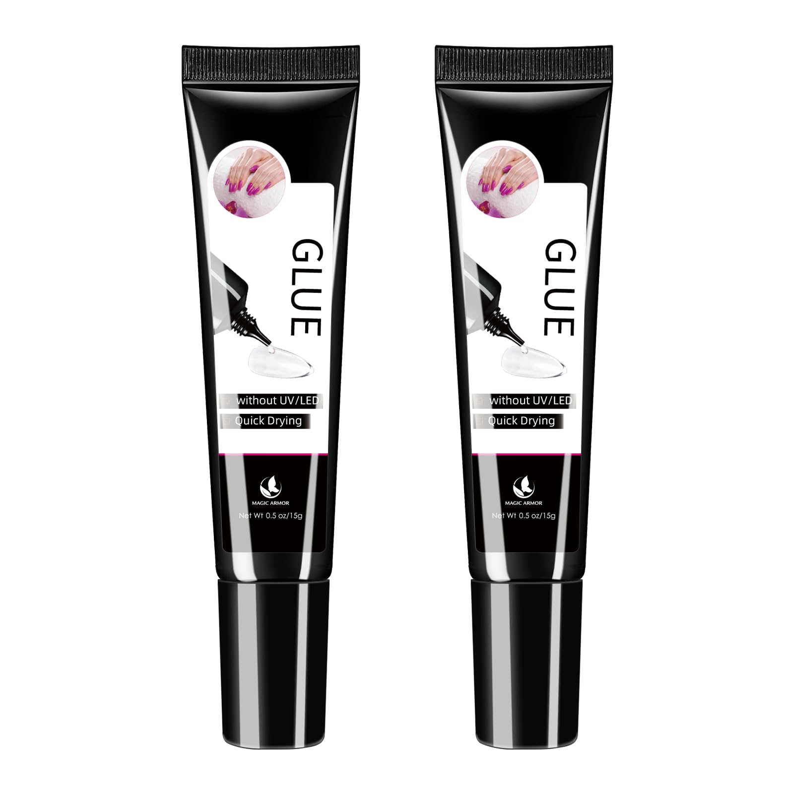 2 Stück Nagelkleber Gel – Ohne UV zum Aufdrücken der Nägel erforderlich, Nagelkleber für Kunstnägel Extra Stark für Nagelspitzen, Schnelltrocknend, Langanhaltend (15gx2)