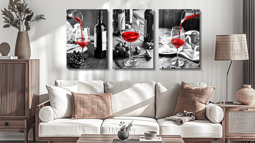 Yalikop 3-Piece Wooden Wine Glass Wall Decor - Red, White, Yellow Vintage Signs, 10.8x4.7 Inches, Farmhouse Kitchen Decor - View #9