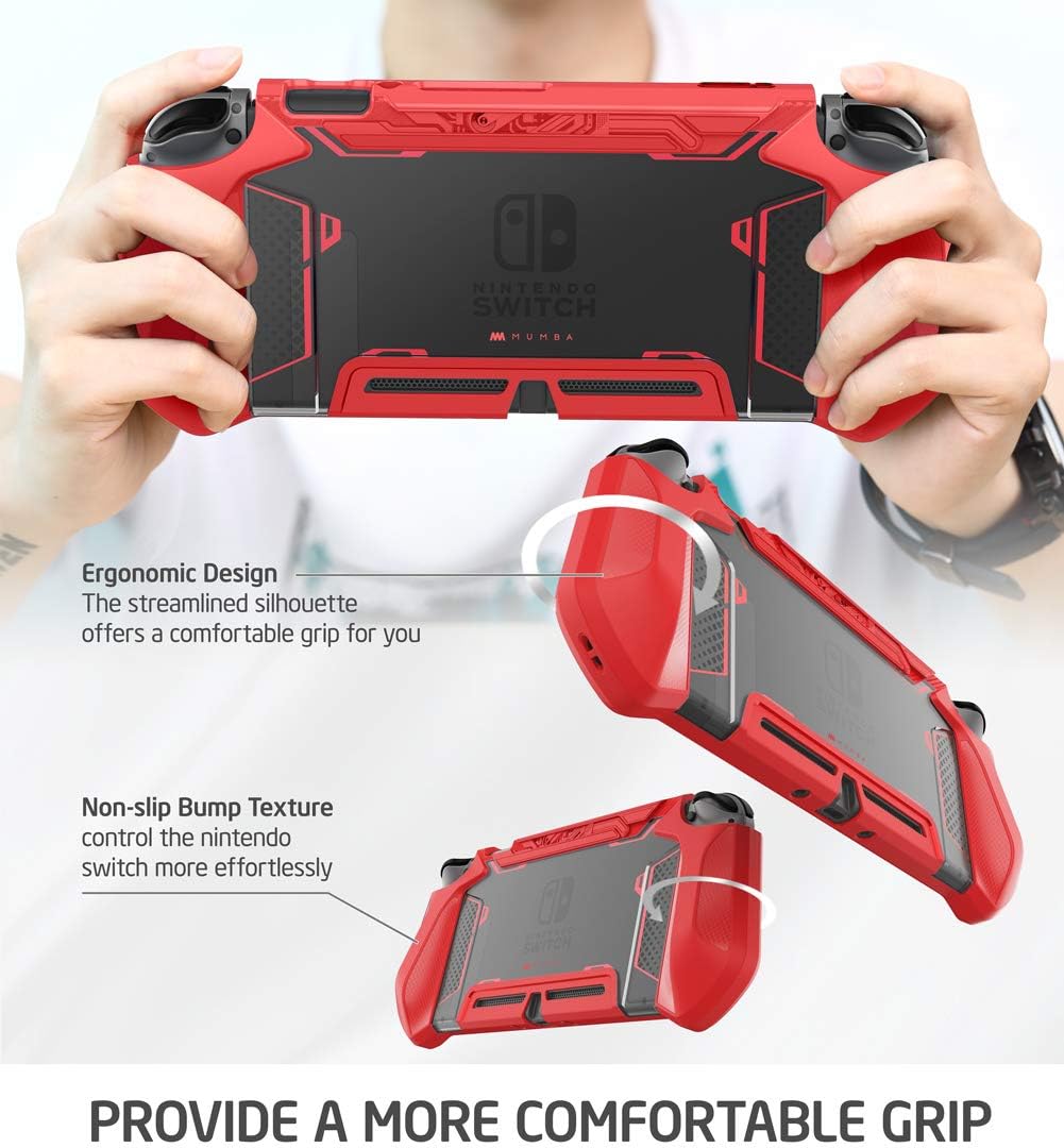 Mumba Dockable Case for Nintendo Switch, [Blade Series] TPU Grip Protective Cover Case Compatible with Nintendo Switch Console and Joy-Con Controller (Red) : Video Games