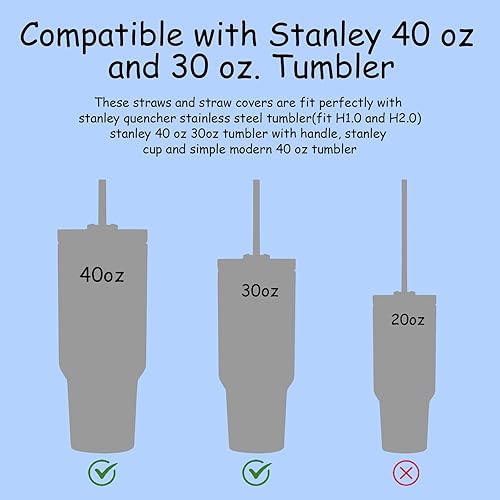 Miniatura 3 de 6 popotes transparentes de repuesto para vasos Stanley de 40 onzas y 30 onzas, 3 bonitas cubiertas de popote para vasos Stanley con 1 cepillo de