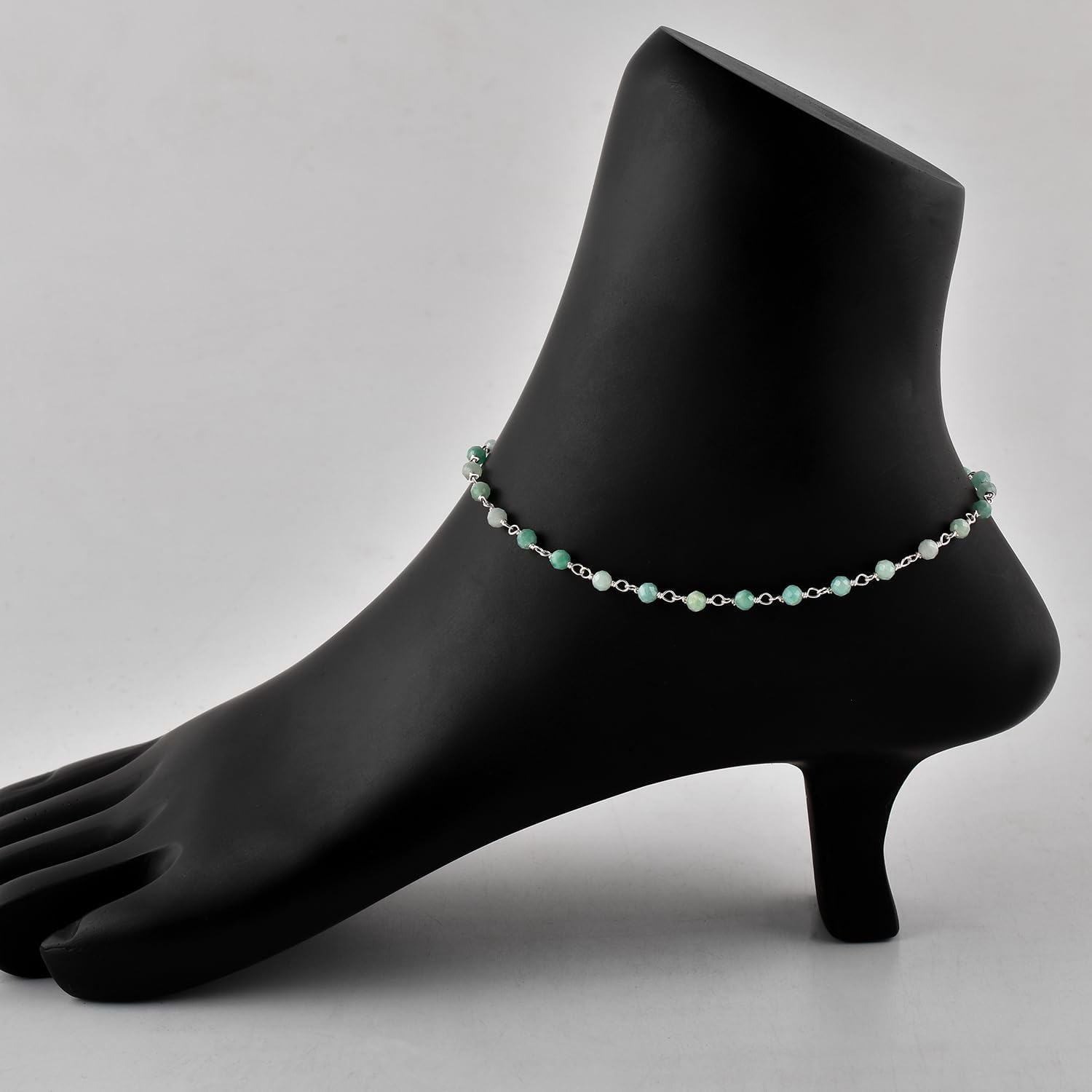 YANARA Gemstone Anklet for Women Dainty Boho Summer Beach Jewelry for Girls Handmade Rosary Charm Ankle Bracelets for her 9+1.5 inch Gifts For Her - Image 2