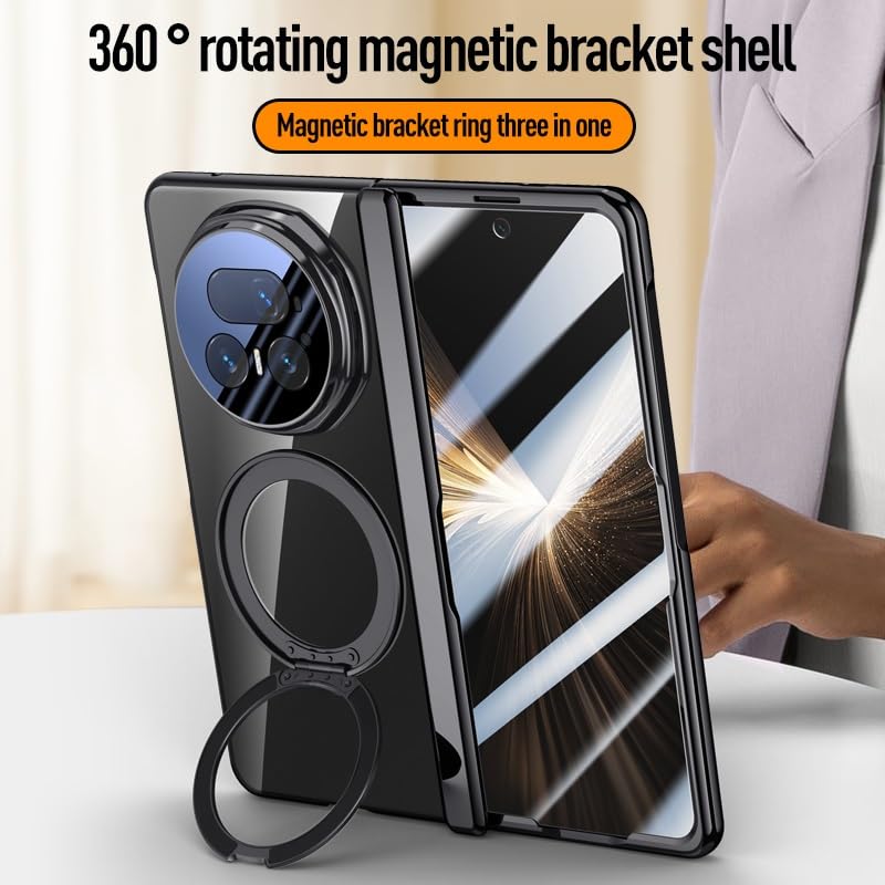 Coque Honor Magic V5 transparente antichoc support béquille dorée