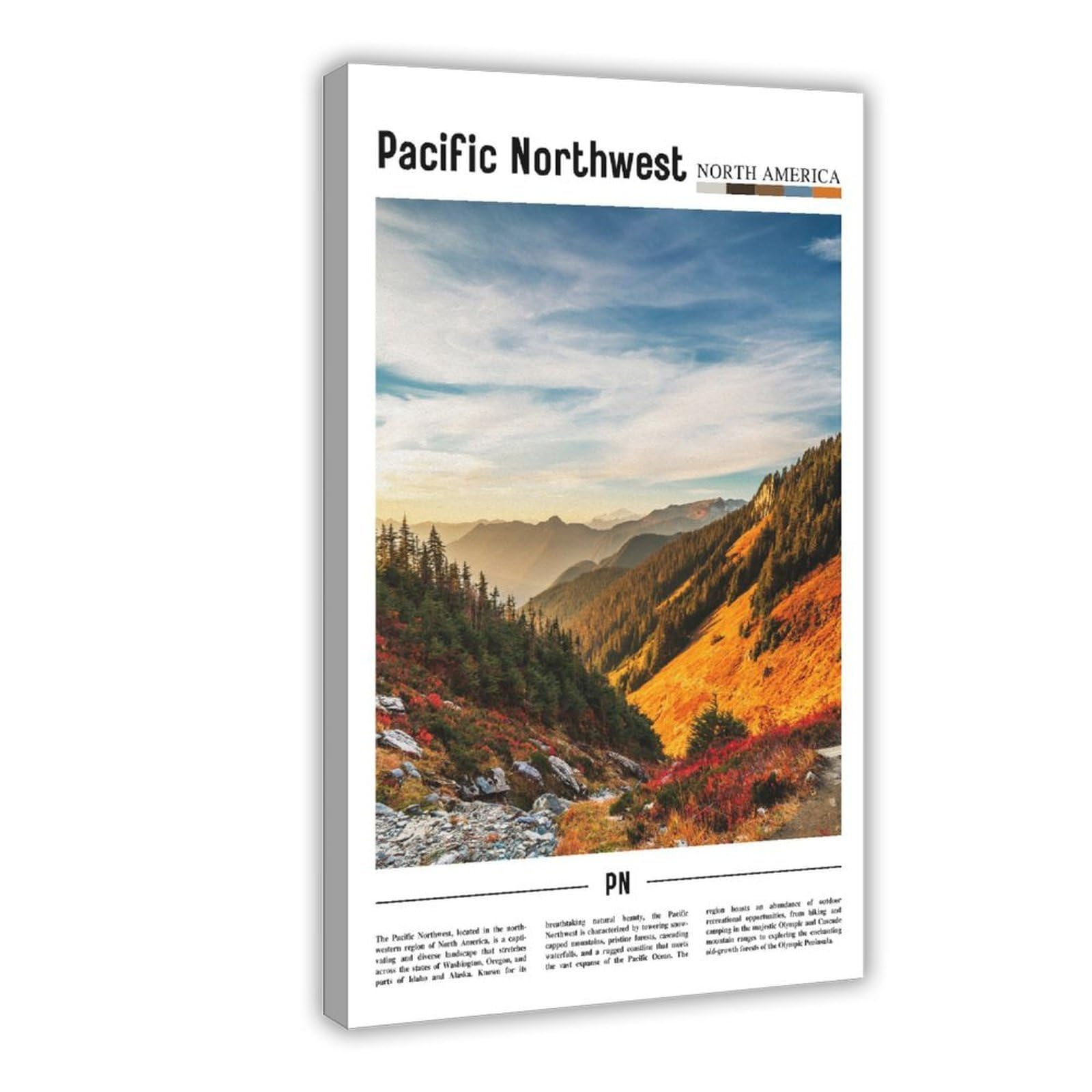 Wcyb Frame Pacific Northwest South America Scenery Travel Posters Prints Canvas Deco Paintings Wall Art Hangable 12" L X 18" W