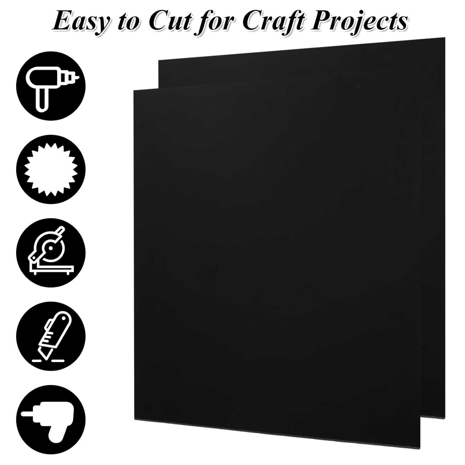 4 Pack 8 x 12 Inch Black Acrylic Sheet - 1/4 Thick (6mm) Black Plexiglass Sheets, Cast Acrylic Sheet with Protective Paper for DIY Display, Craft, Sign, Painting, Laser Cutting