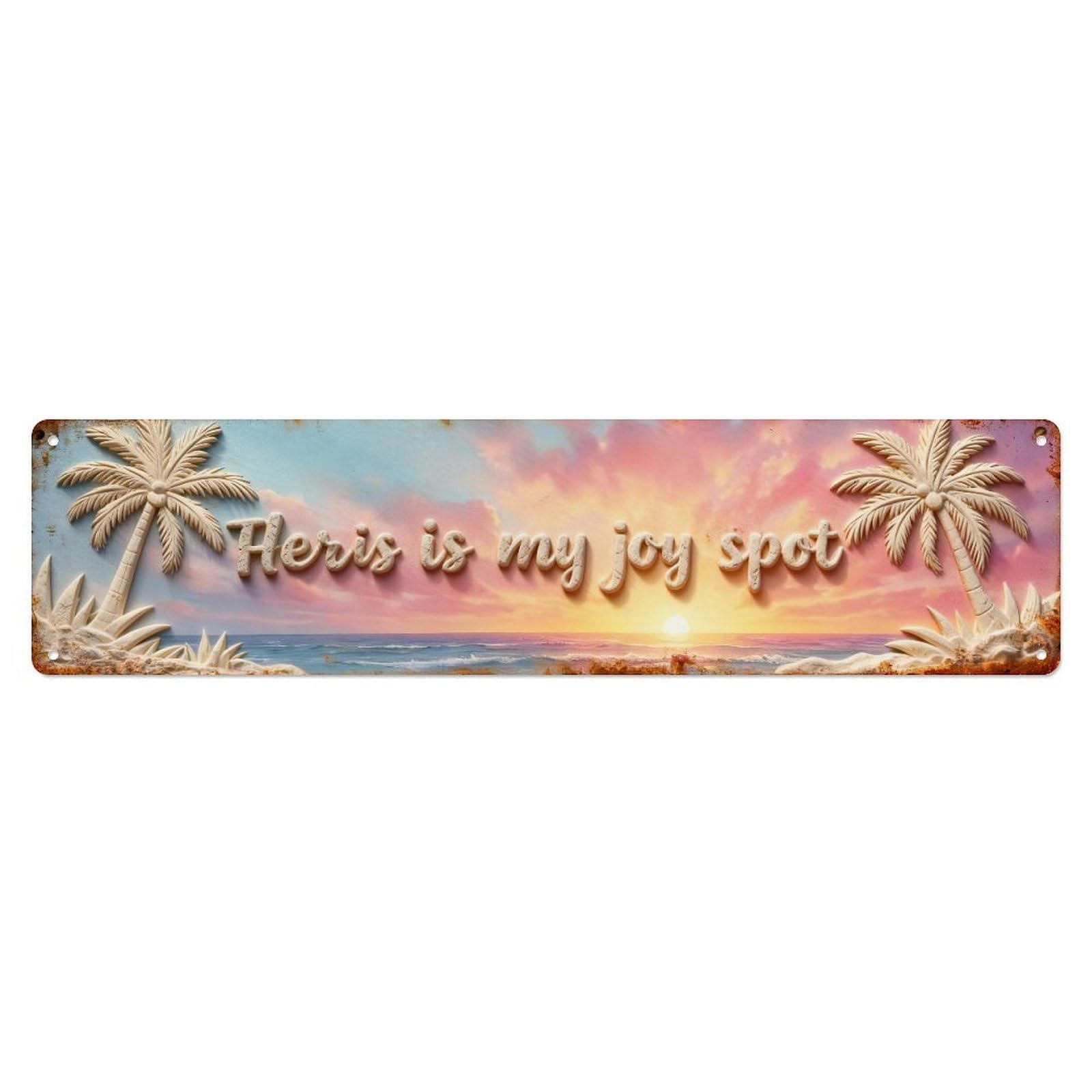 Tropical Sunset Beach Palm Trees Tin Sign Vintage Metal Sign Home Bar Garden Indoor & Outdoor Wall Decor Retro Metal Poster 4x16 Inch