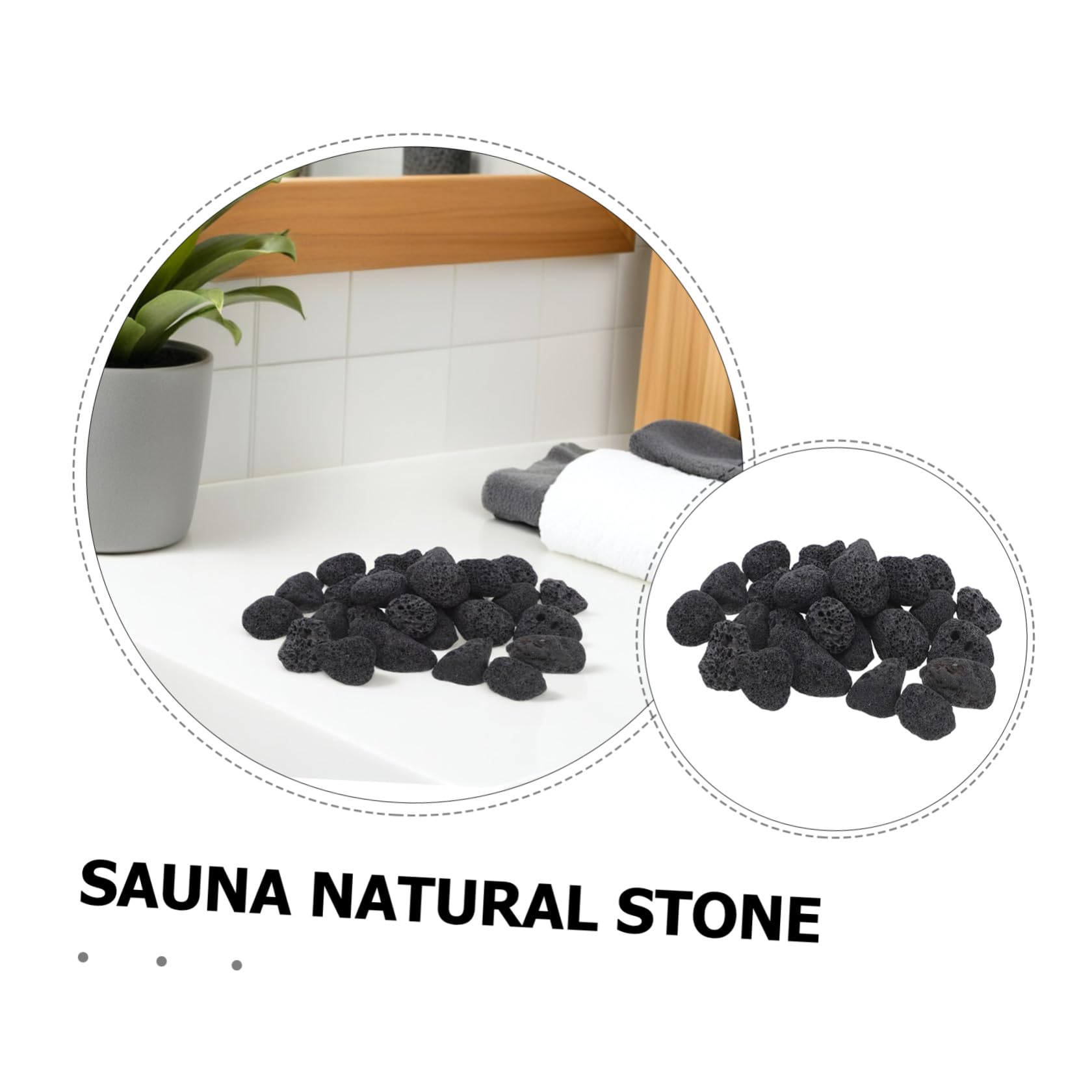 6 Beutel Saunaofensteine aus Natürlichem Vulkanstein 600g Schwarz für Traditionellen Dampfraum mit Effizienter Dampferzeugung und Verbesserter Dampfdiffusion