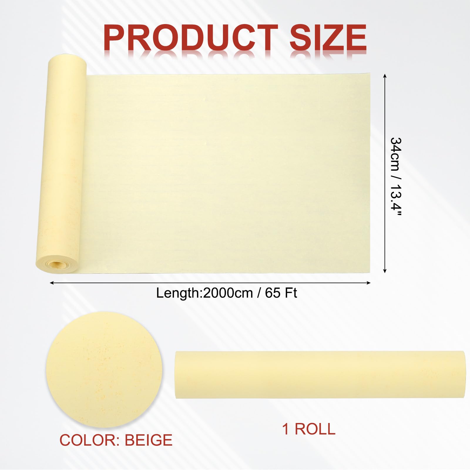 PATIKIL Chinese Xuan Paper Roll 65Ft x 13.4 Inch Half Raw Ripe Chinese Calligraphy Practice Paper Chunlian Duilian Couplets, Beige - Image 2