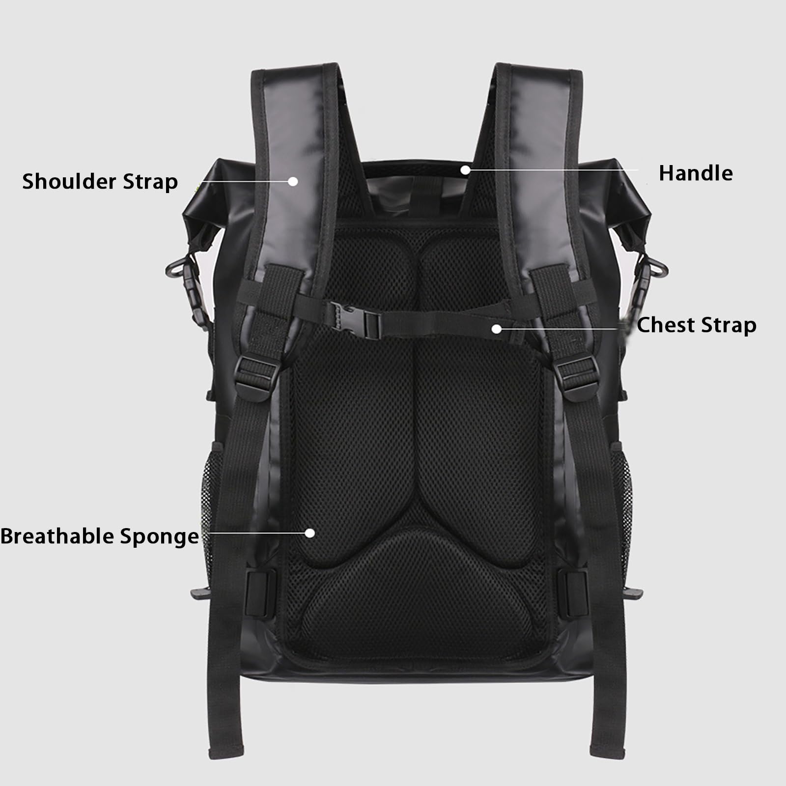 Zaino impermeabile da 25 litri, zaino da trekking leggero da viaggio per uomo e donna, campeggio, passeggiate, ciclismo, arrampicata, sport, Nero , 42 * 25 * 76cm