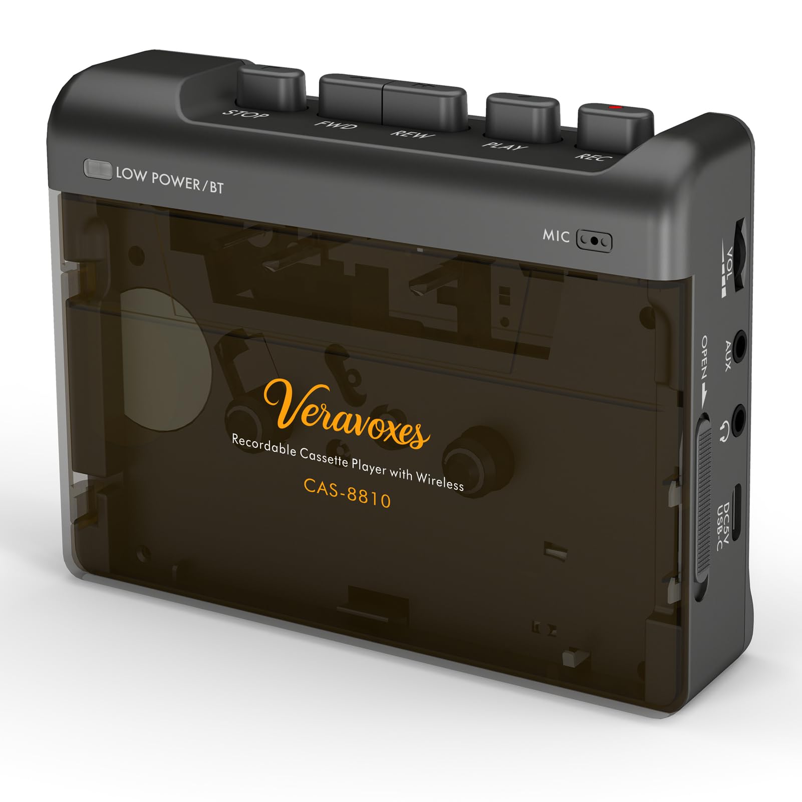 Photo 1 of **UNTESTED**
VERAVOXES Portable Bluetooth Cassette Tape Player, Cassette Player Recorder,Equipped with Headphone and AUX Ports, Support AUX Line in Record,Built-in Microphone, Powered by DC or AA Battery (Black)