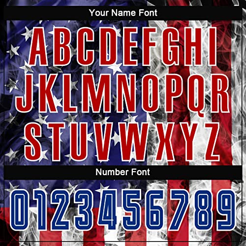 Custom Long Sleeve Soccer Jersey for Men American Flag Pattern Personalized Red White Royal Blue Soccer Shirts and Shorts for Women Customize Soccer Uniform for Youth Printed Team Name Number Logo