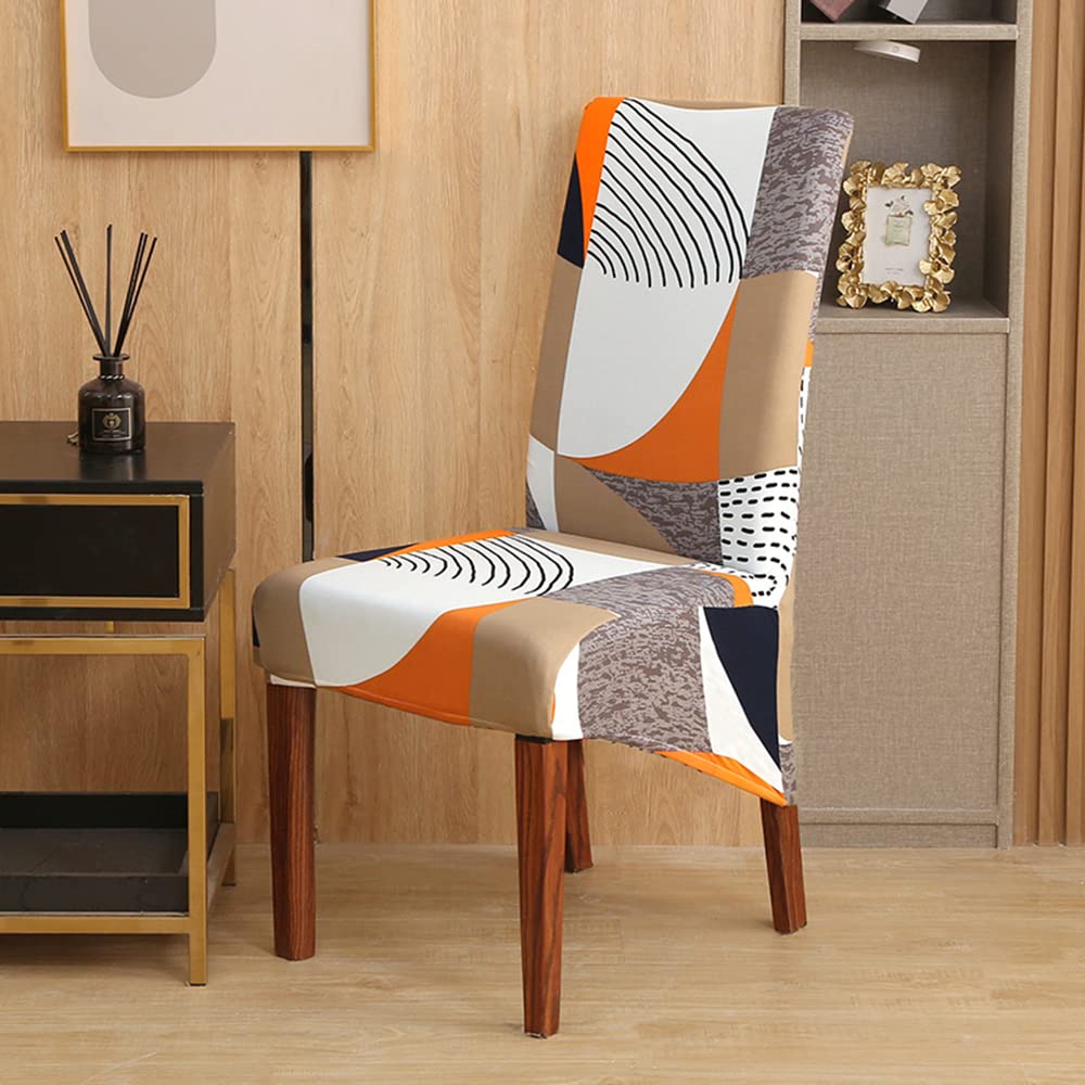Odot Chair Covers XL, Elastic Dining Chairs, Seat Covers Washable Removable High Back Dining Chair Covers Chair Cover for Dining Room,Hotel,Banquet (Geometric,Set of 4)