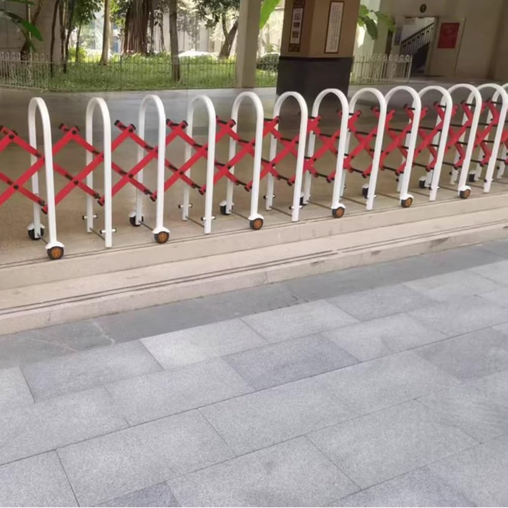 Genérico Barrera metálica Extensible de Alta Resistencia con Ruedas - Barrera de Seguridad móvil Flexible, Valla de tráfico retráctil para Seguridad en entradas de vehículos Exteriores (300x43x120cm)