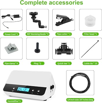 Reptile humidifier, LCD with Timing Function, time Length and Interval can be Set, Reptile Spray System with 6 Spray nozzles,misting System for Reptiles of Amphibians, Tanks, Paludarium